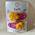 Handmade Crochet Floral Clips Pink/Yellow