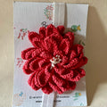 Handmade Crochet Floral Band Red/White