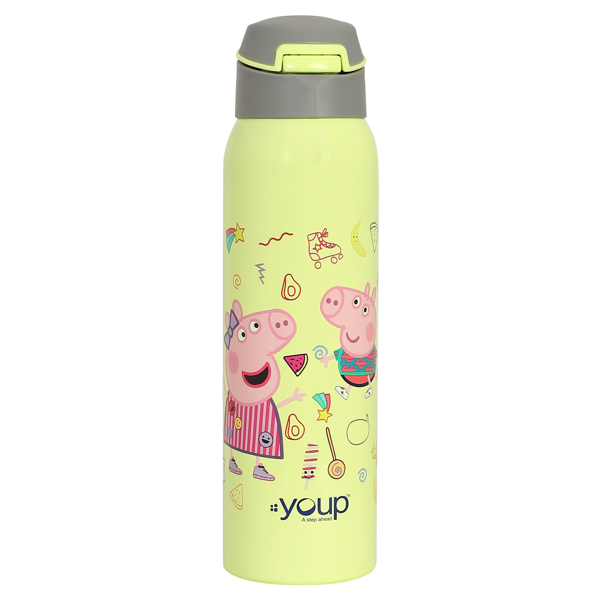 Stainless Steel Peppa Pig Theme Kids Insulated Sipper Bottle Googlie- 500 Ml