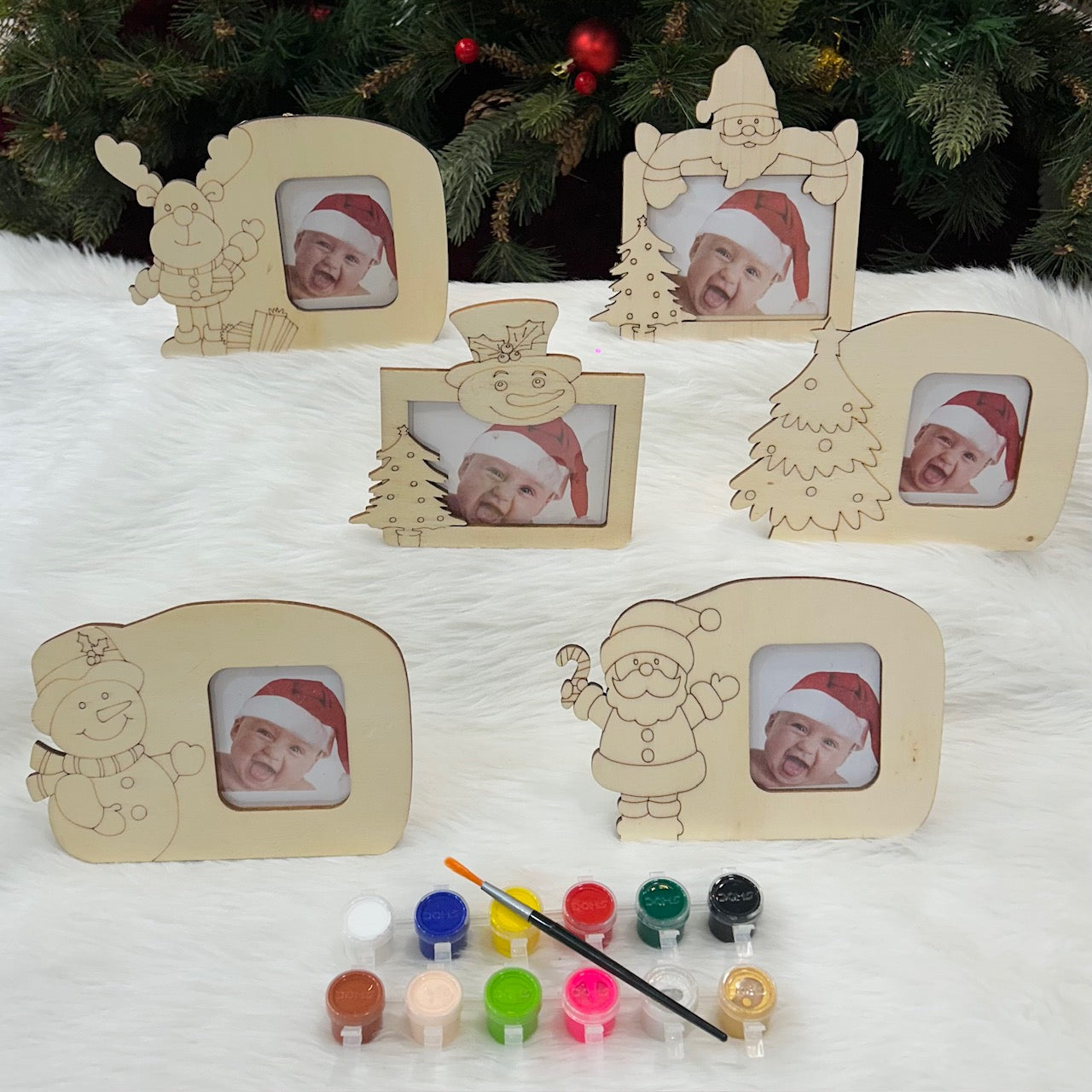 Wooden DIY Photoframe With Paints - Set of 6