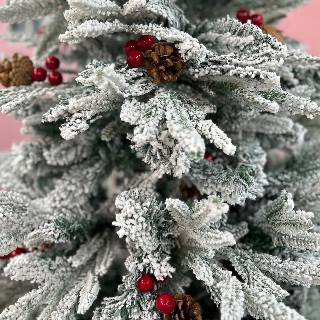 Alaskan Spruce with Cherry Pine Dense Christmas Tree with Removable Cherries & Pine Cones - 6 ft