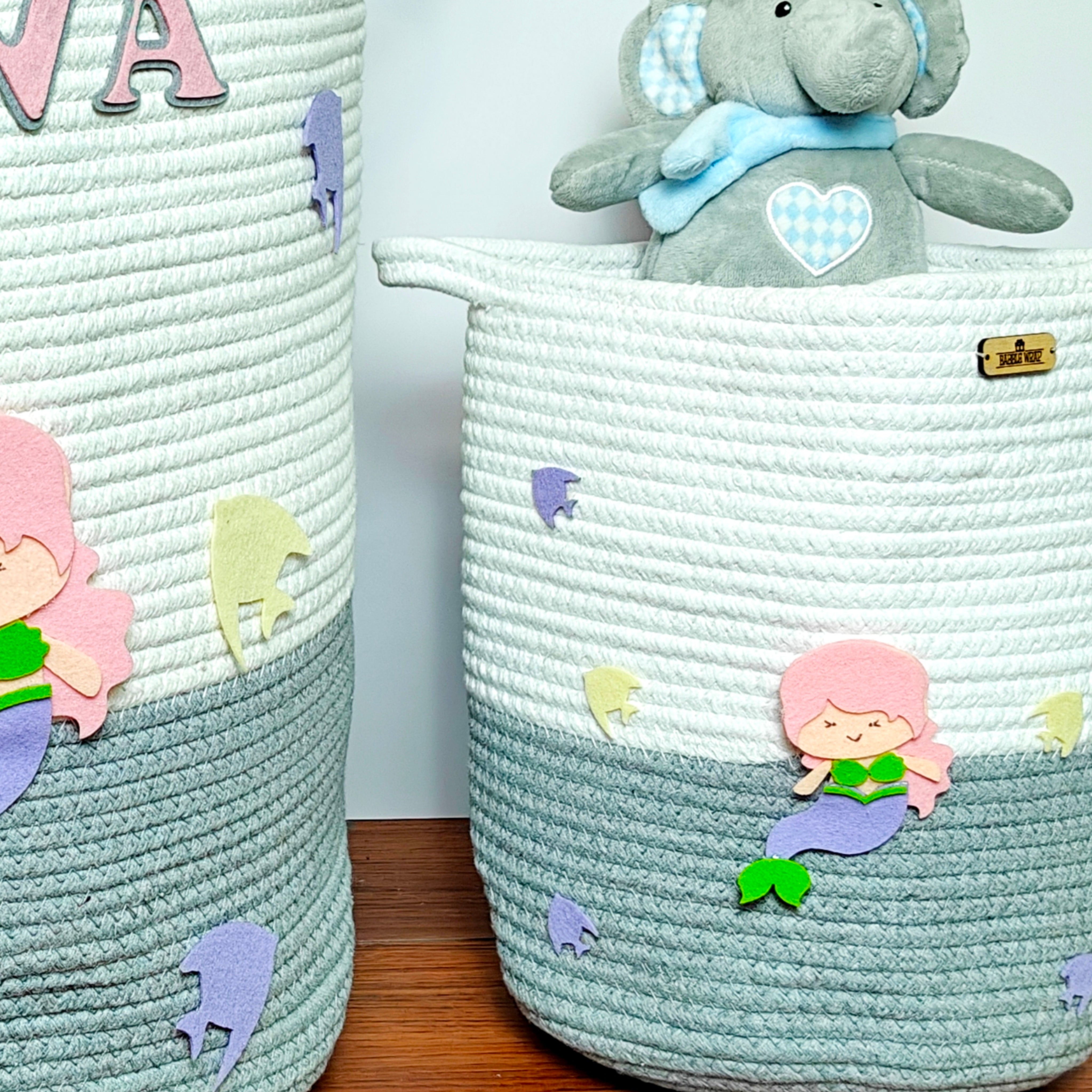 Jute Cotton Storage Basket - Mystical Ocean Friends