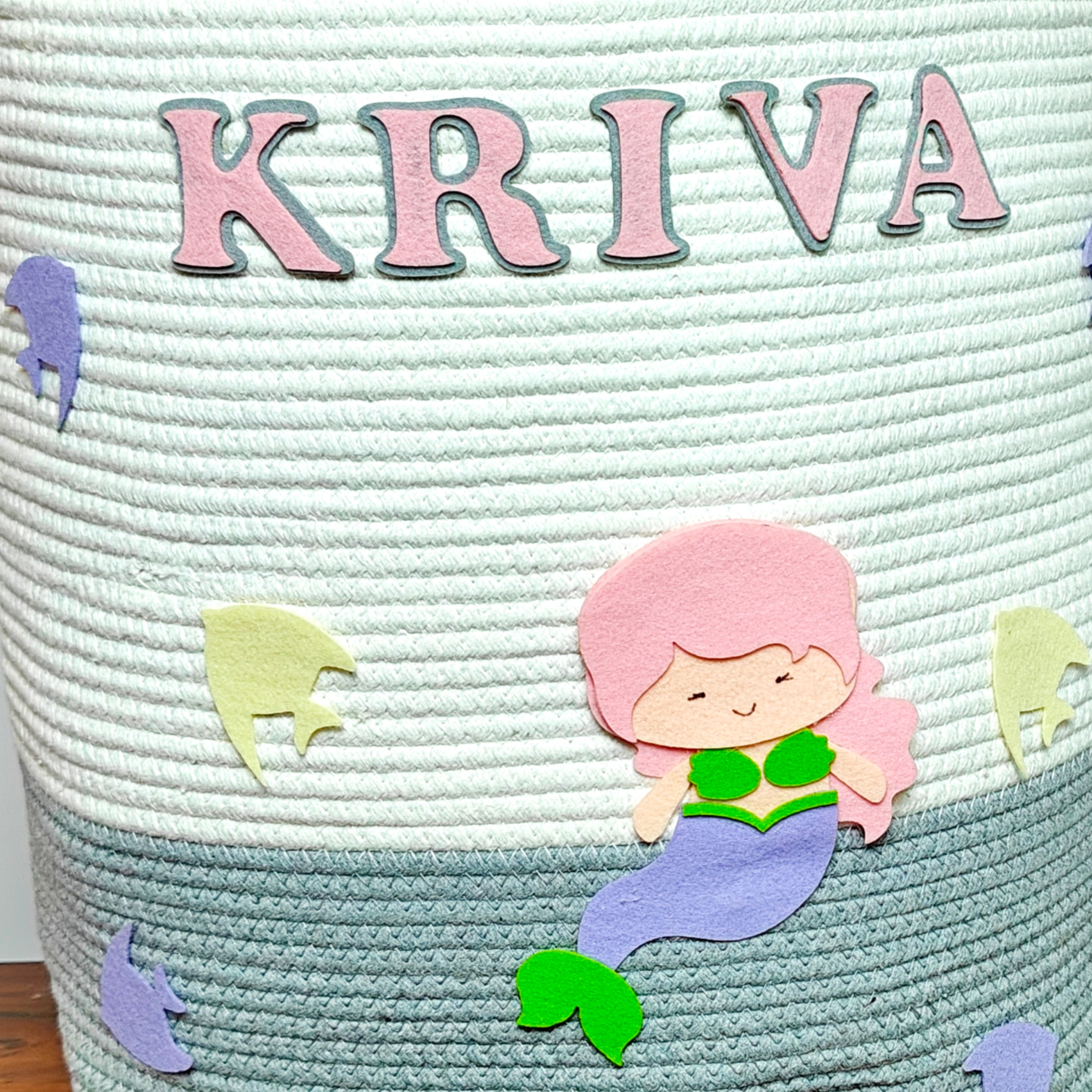 Jute Cotton Storage Basket - Mystical Ocean Friends