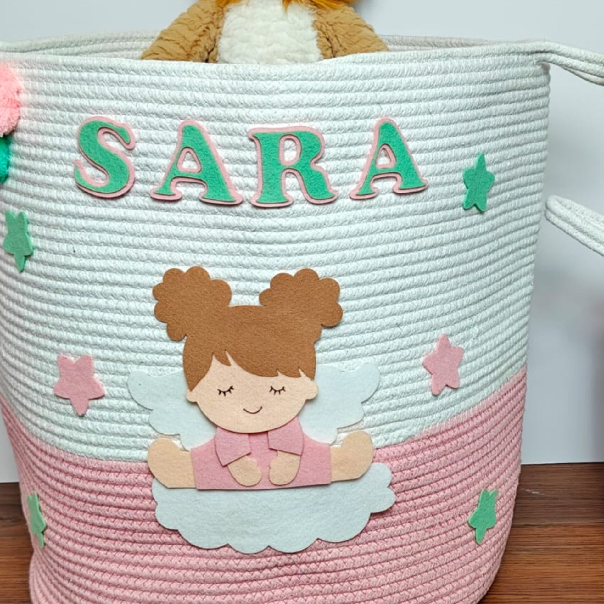 Jute Cotton Storage Basket - Angel’s Cloud Haven