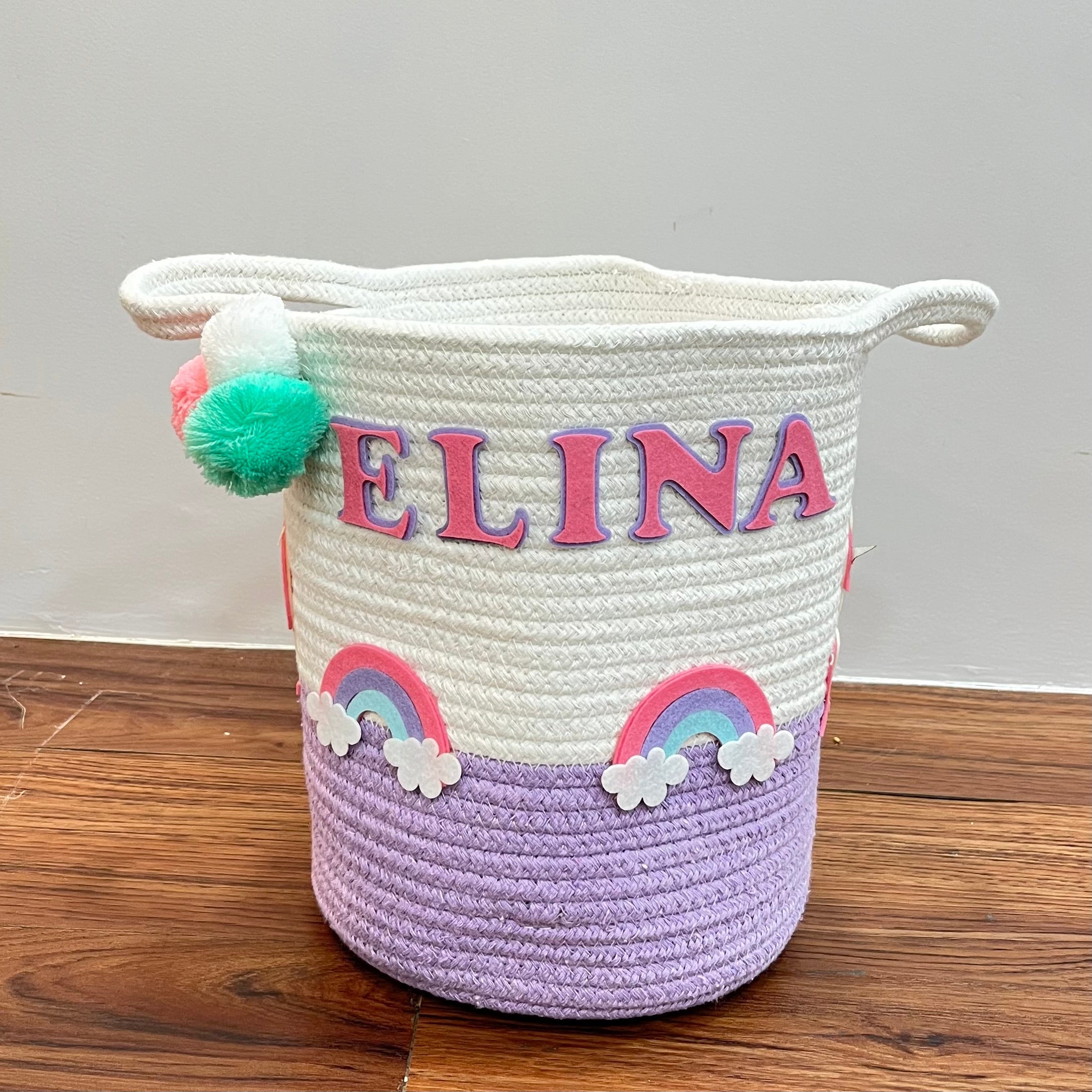 Unicorn Dreams & Rainbows - Jute Cotton Storage Basket