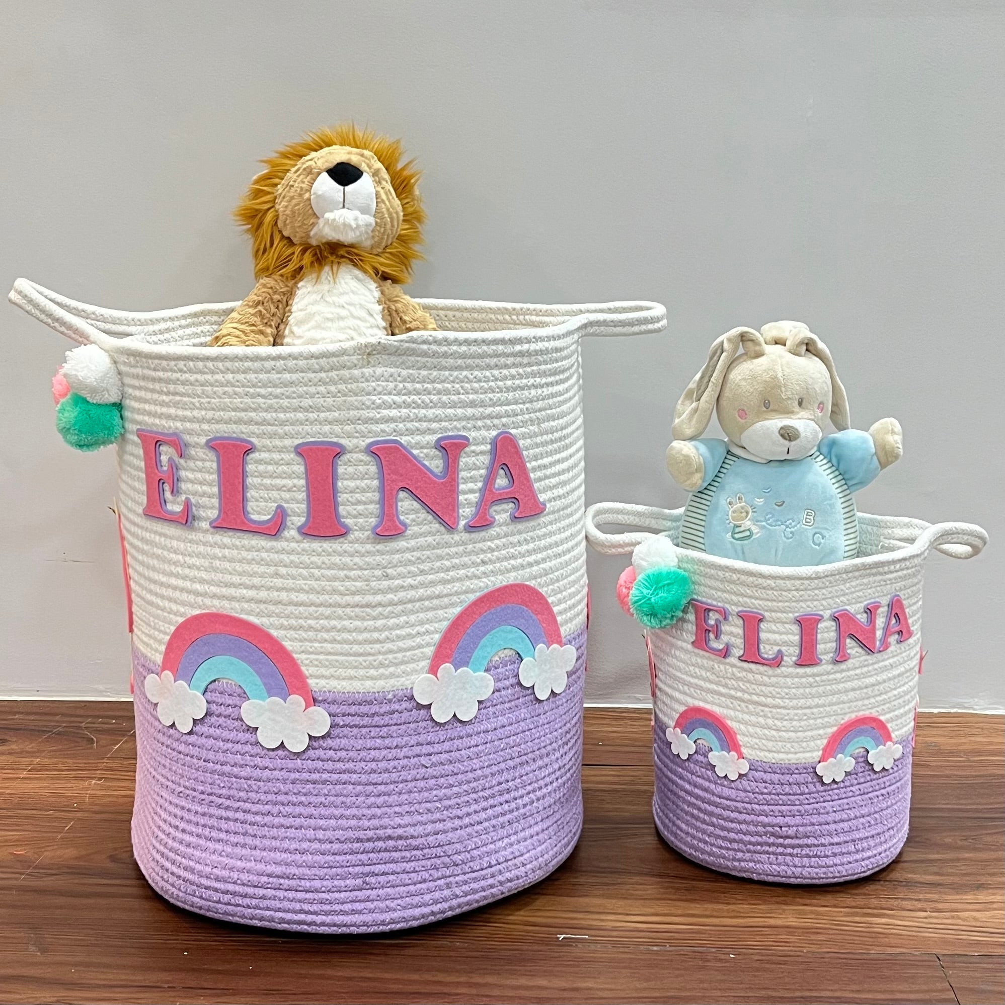 Unicorn Dreams & Rainbows - Jute Cotton Storage Basket