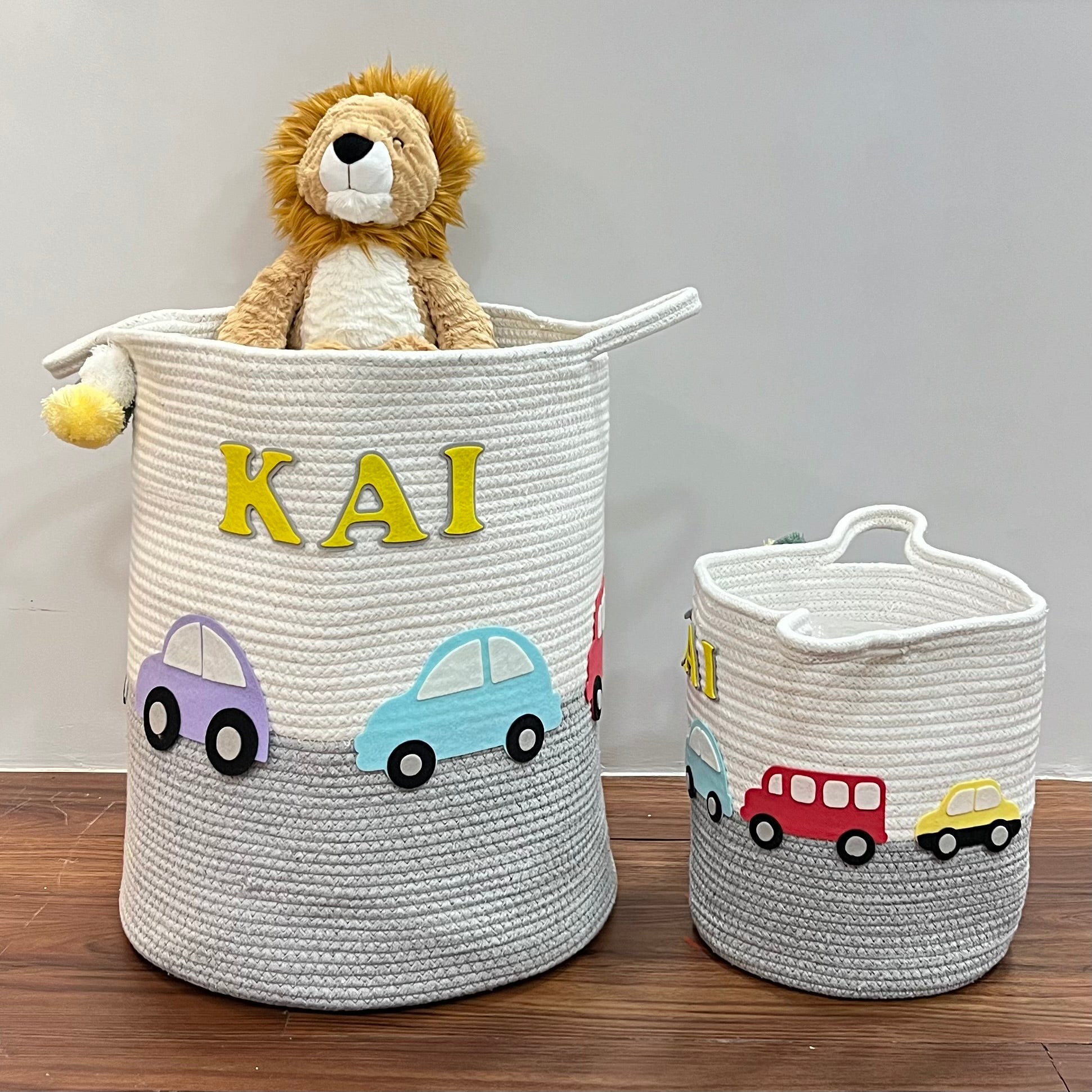 Vintage Vroom - Jute Cotton Storage Basket