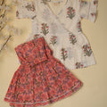 Floral Angarkha And Sharara Set - White And Peach