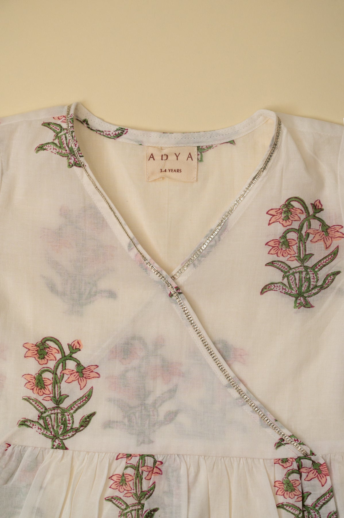 Floral Angarkha And Sharara Set - White And Peach