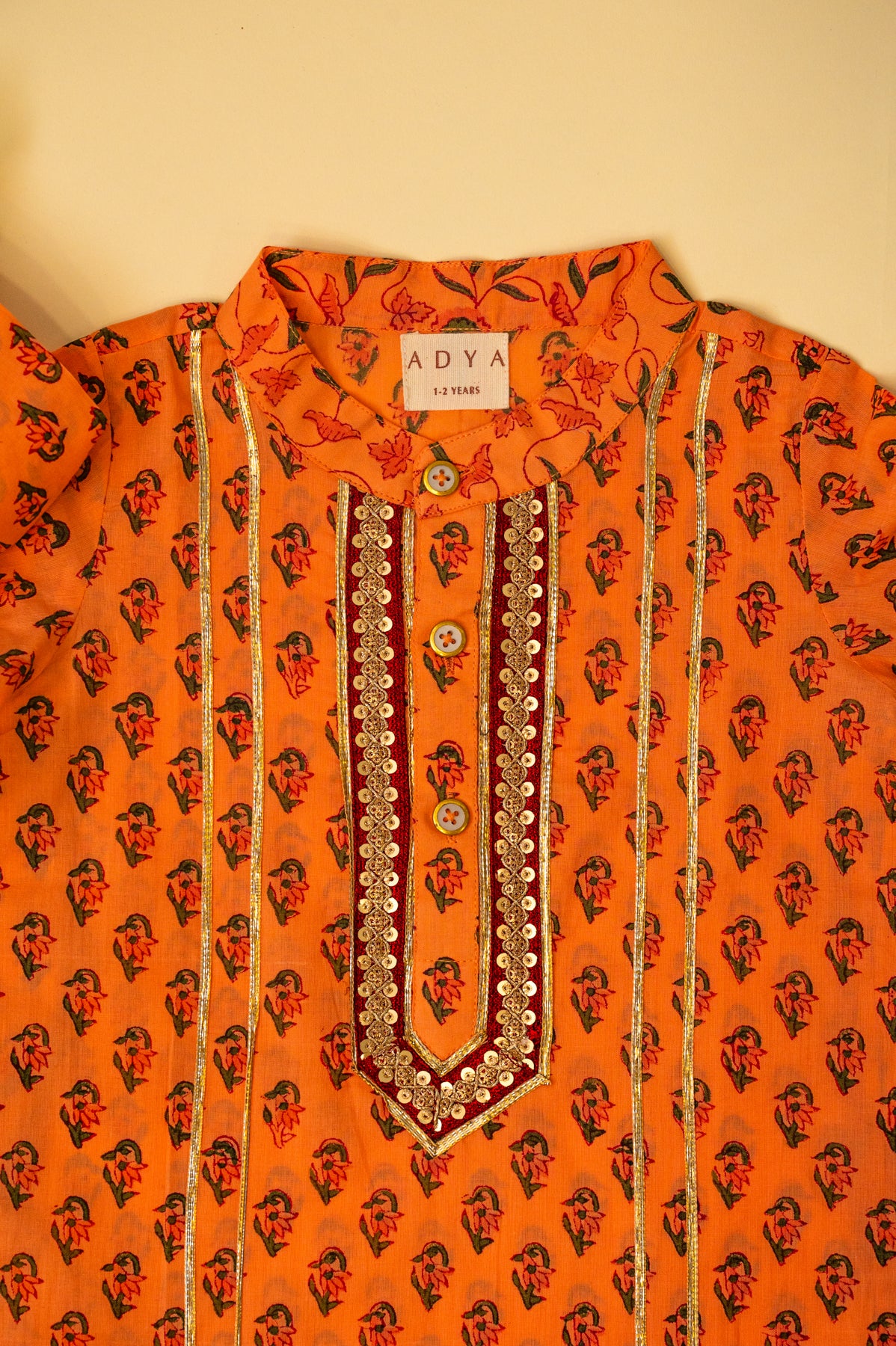 Floral Festive Kurta - Peach