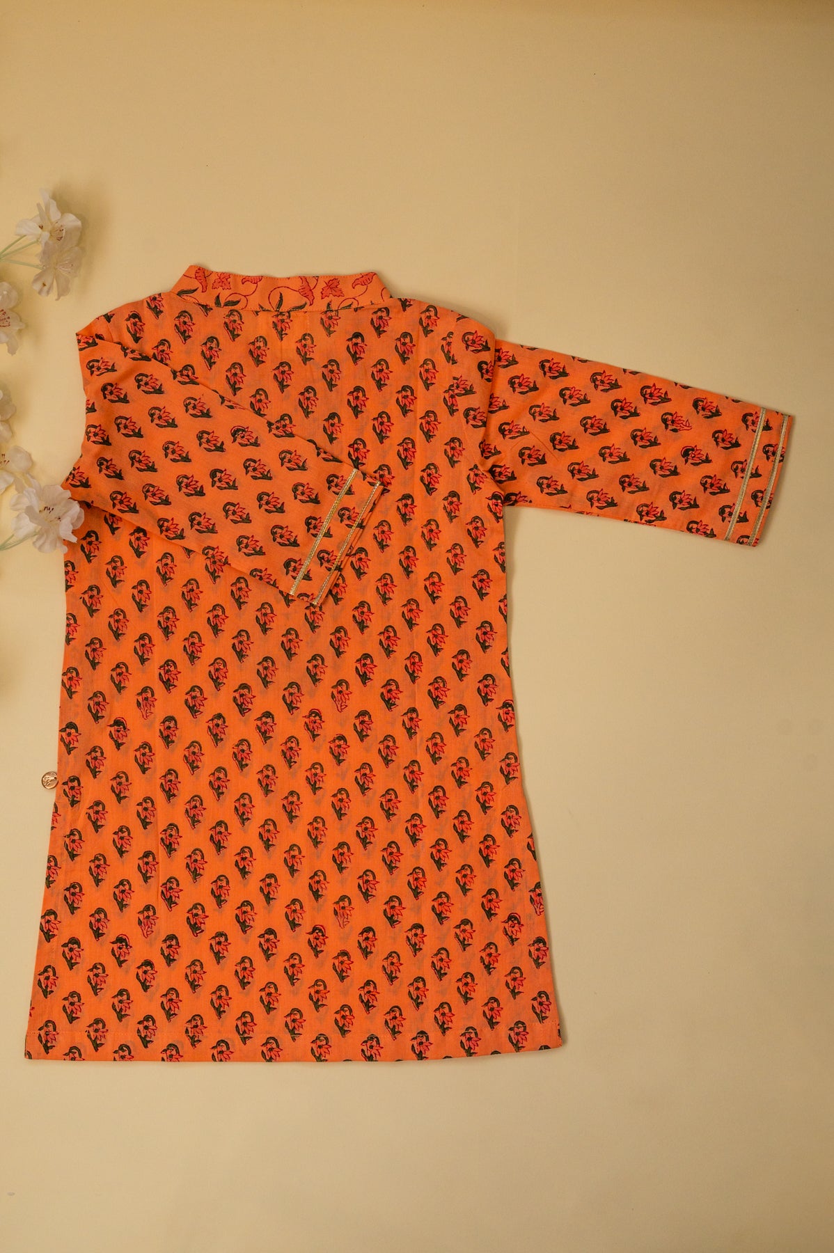 Floral Festive Kurta - Peach