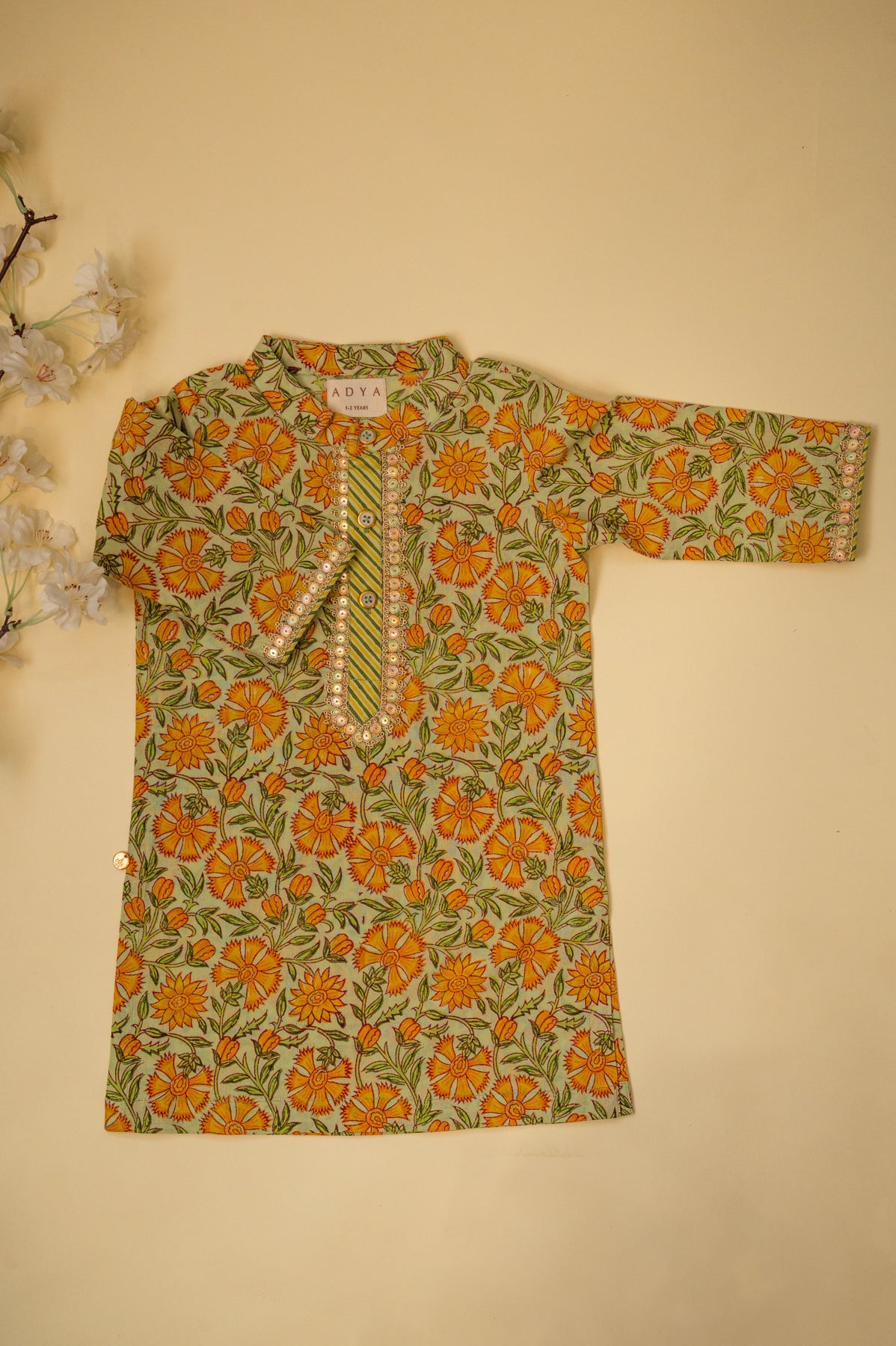 Floral Print Kurta - Green