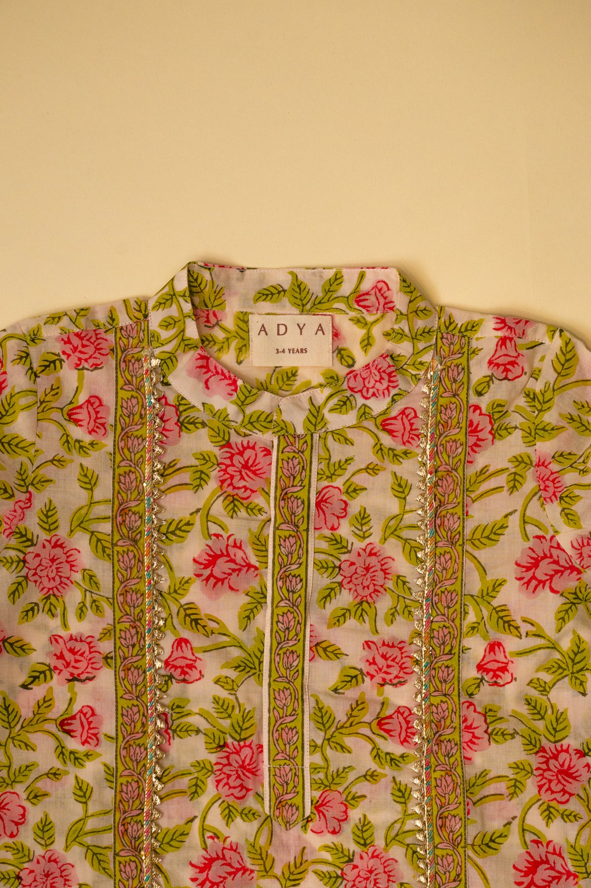 Floral Print Kurta - Green And Pink