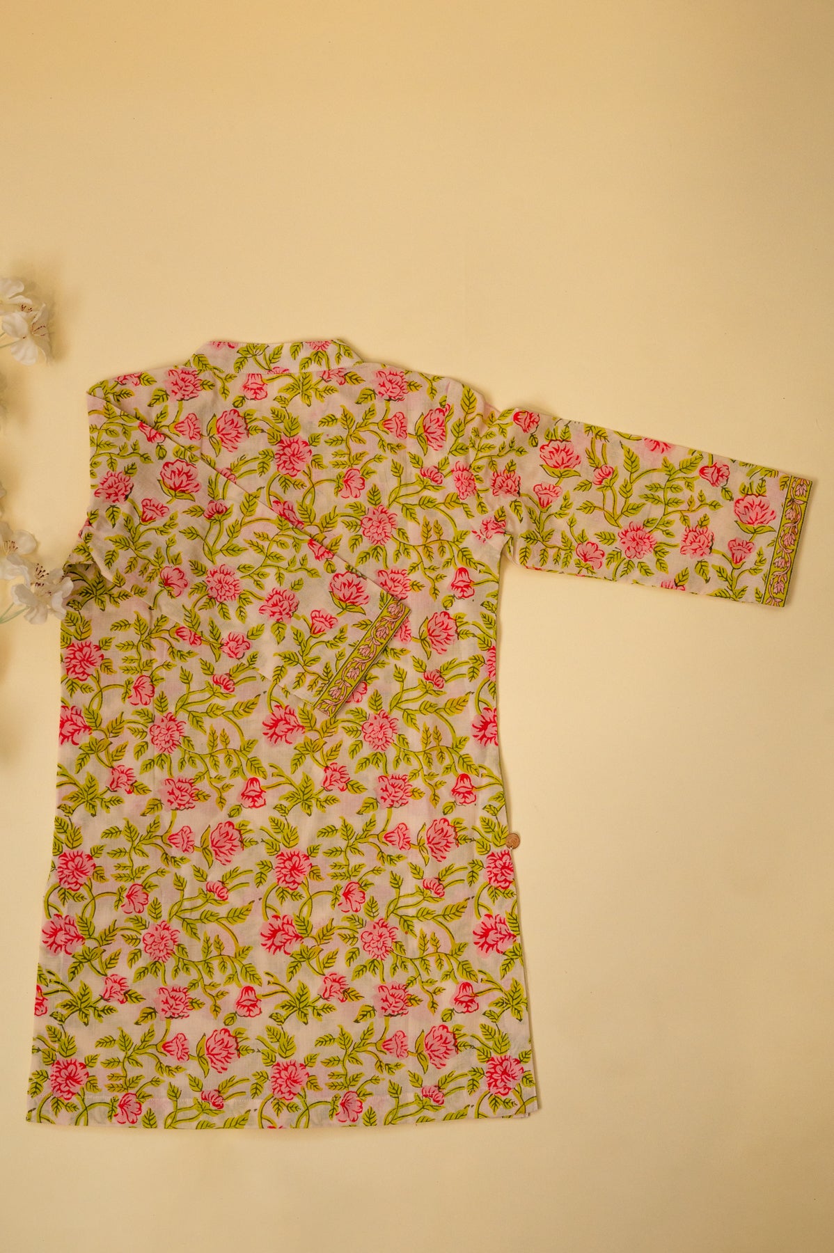 Floral Print Kurta - Green And Pink