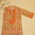 Lotus Floral Kurta - Peach