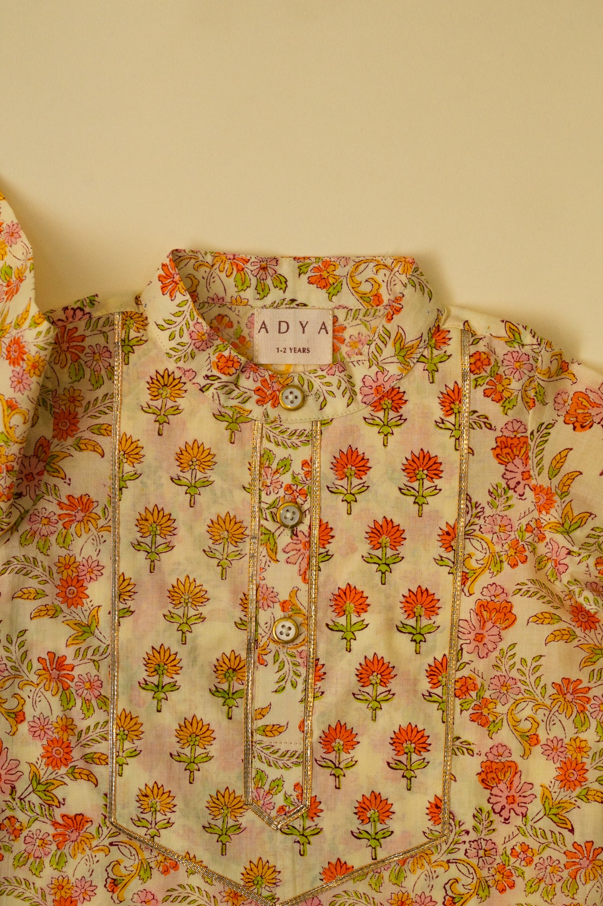 Floral Kurta - Lemon Yellow And Orange