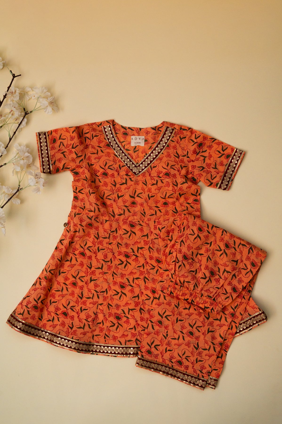 Co-Ord Set With Pants - Orange