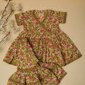 Floral Kurta Sharara Set - Light Yellow And Pink