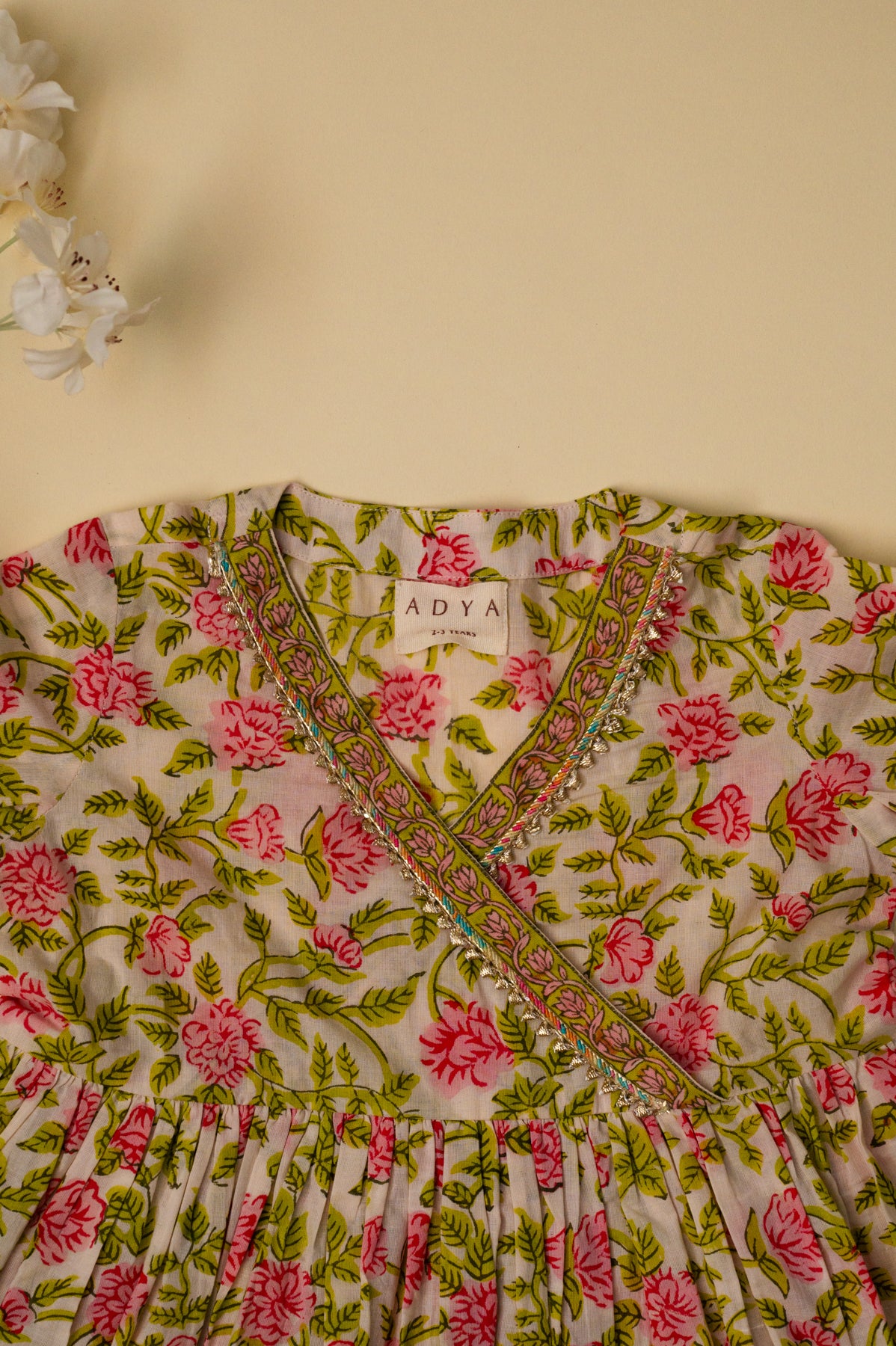 Floral Kurta Sharara Set - Light Yellow And Pink