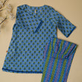 Floral And Stripes Co-Ord Set - Blue