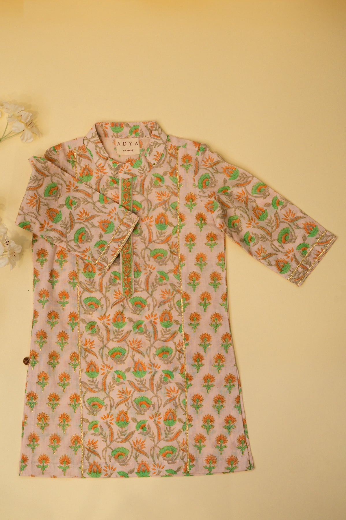 Jaal And Booti Floral Kurta - Baby Pink