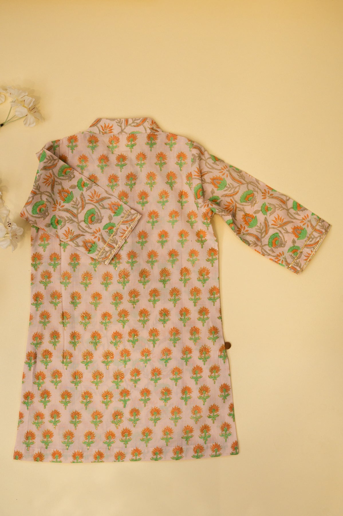 Jaal And Booti Floral Kurta - Baby Pink