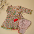 Jaal And Booti Floral Kurta With Tulip Pants - Baby Pink
