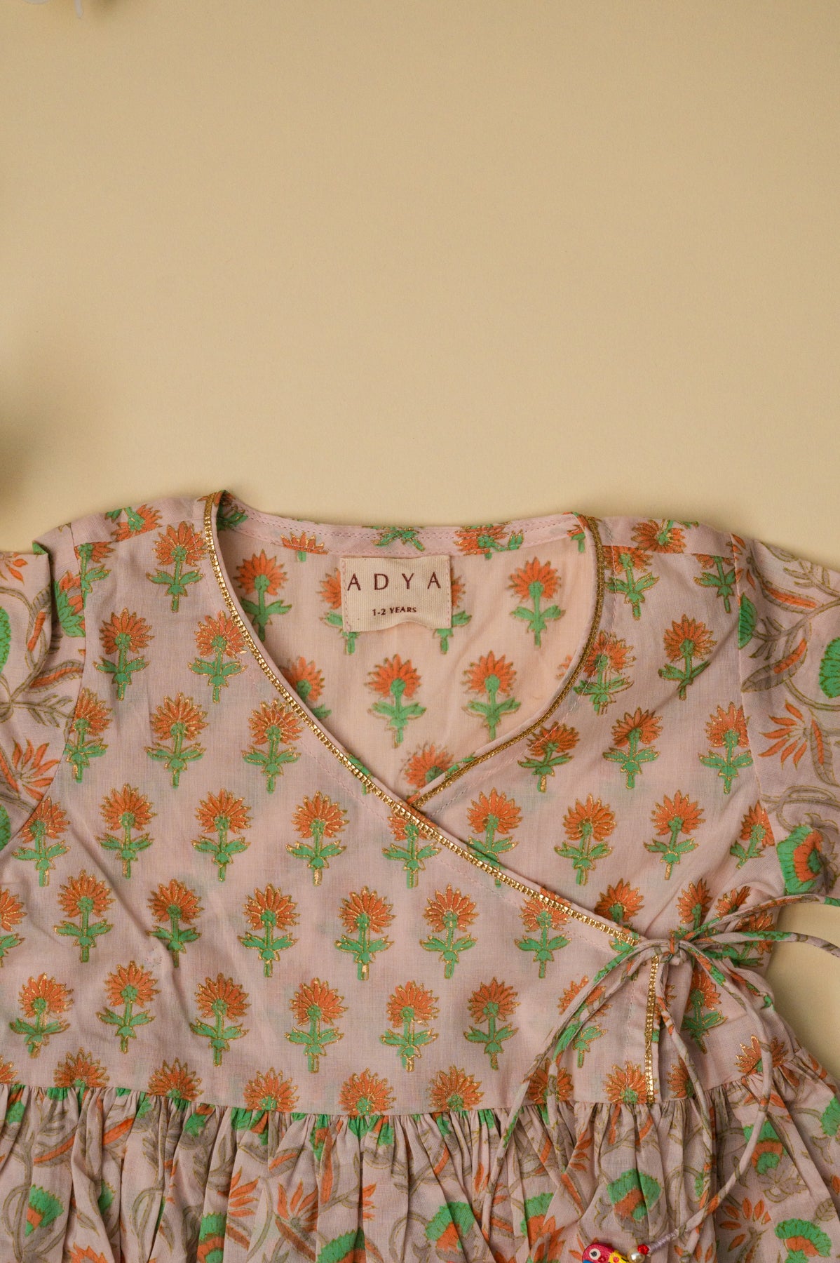 Jaal And Booti Floral Kurta With Tulip Pants - Baby Pink