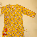 Floral Rose Print Angarkha - Yellow