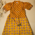 Rose Floral Print Kurti With Lehenga - Yellow