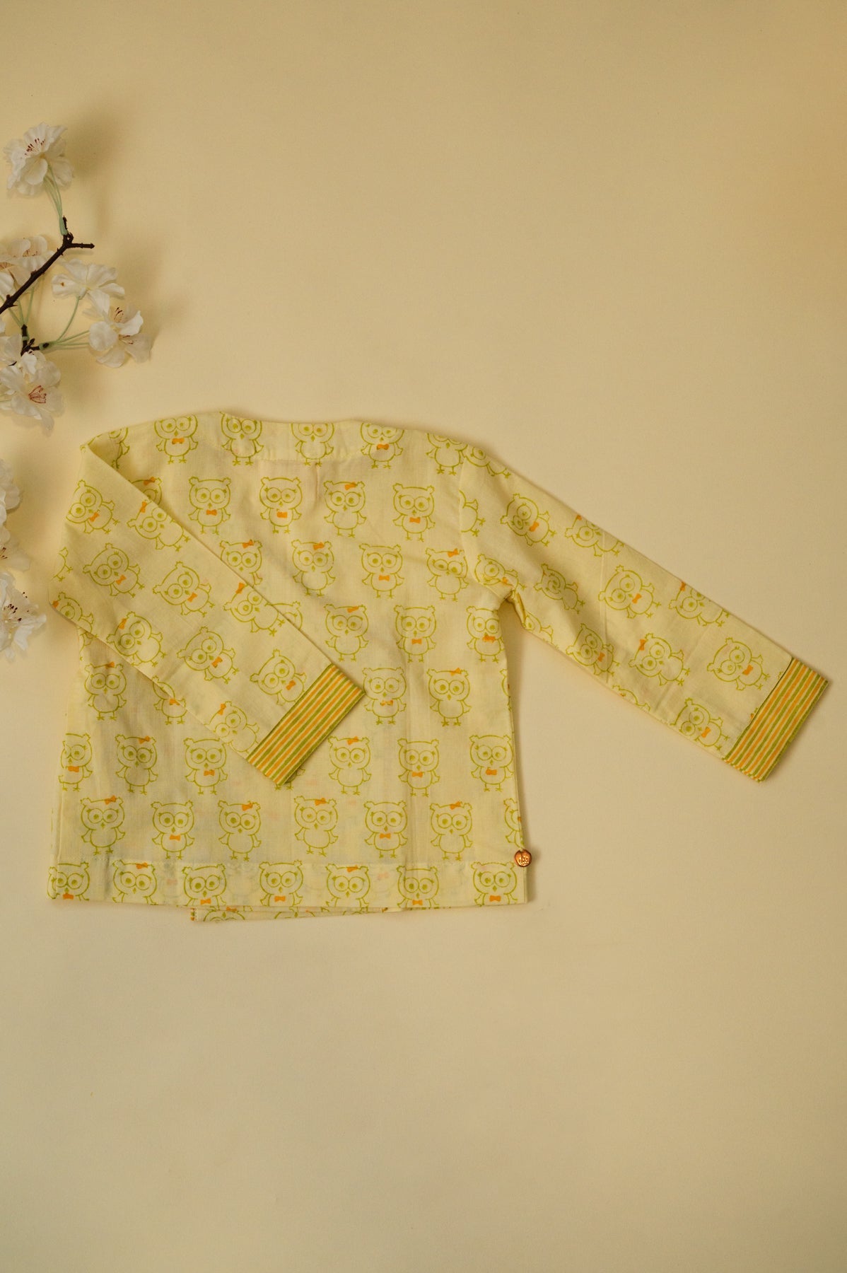 Light Yellow Owl Angrakha Kids Night Suit