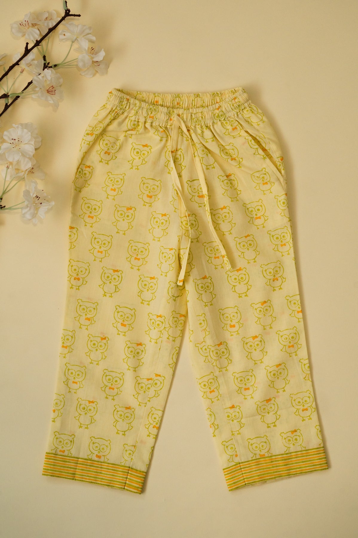 Light Yellow Owl Angrakha Kids Night Suit