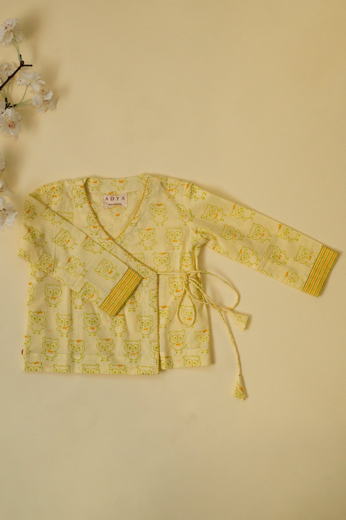 Light Yellow Owl Angrakha Kids Night Suit