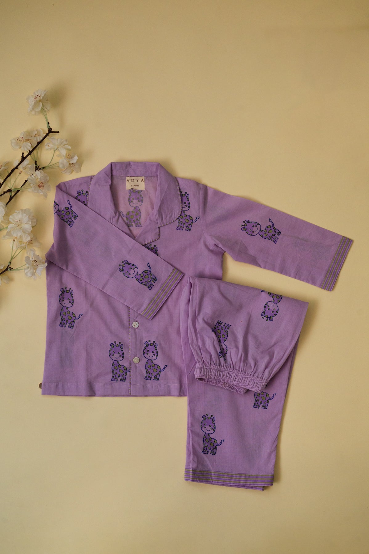 Purple Giraffe Kids Night Suit