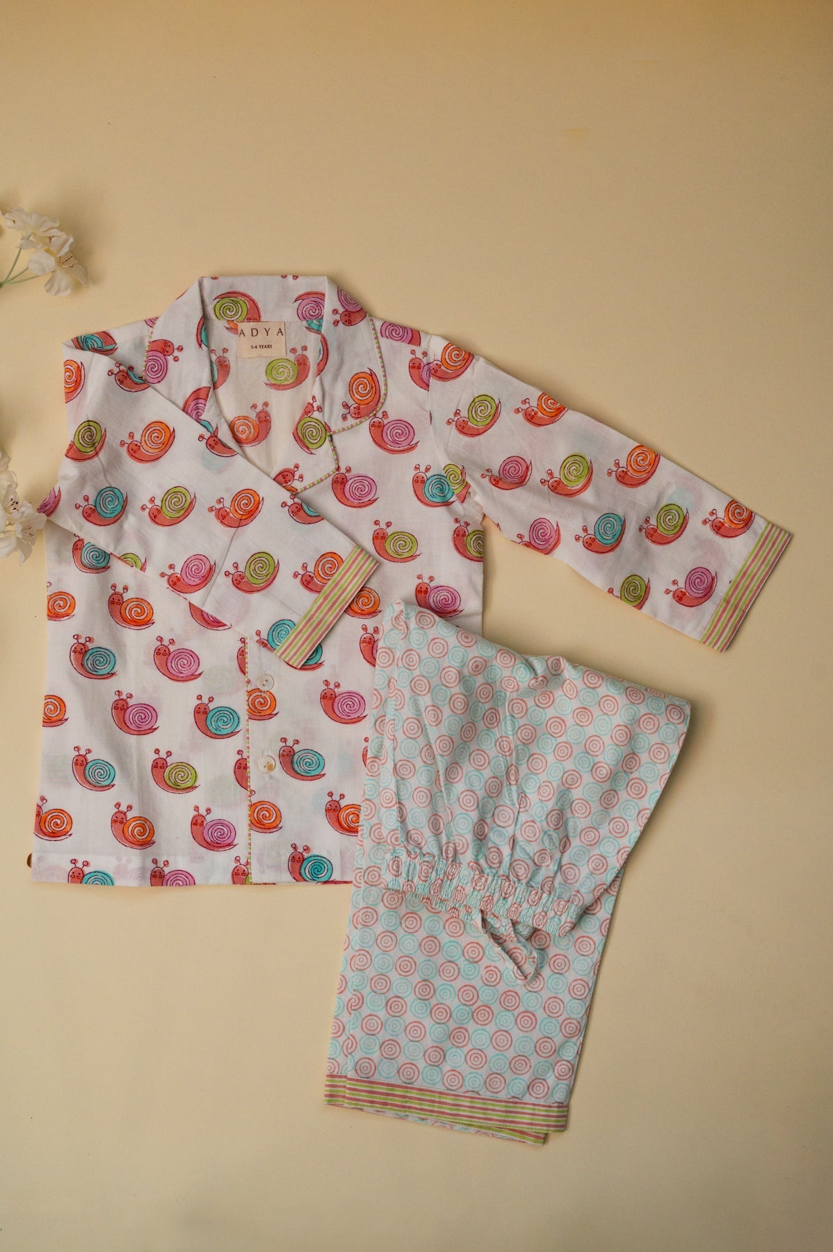 Multicolor Snail Kids Night Suit