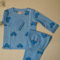 Blue Car Button Night Suit