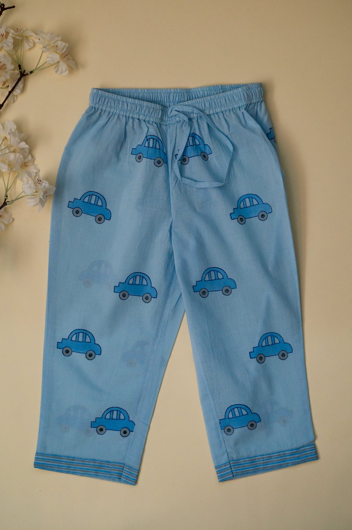 Blue Car Button Night Suit