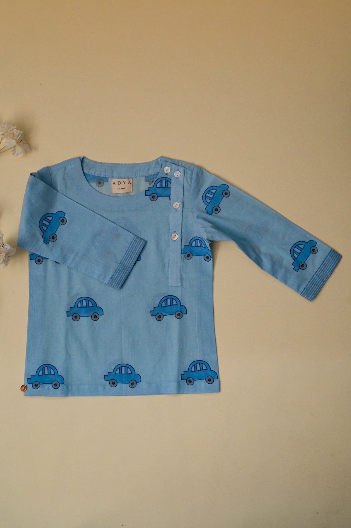 Blue Car Button Night Suit