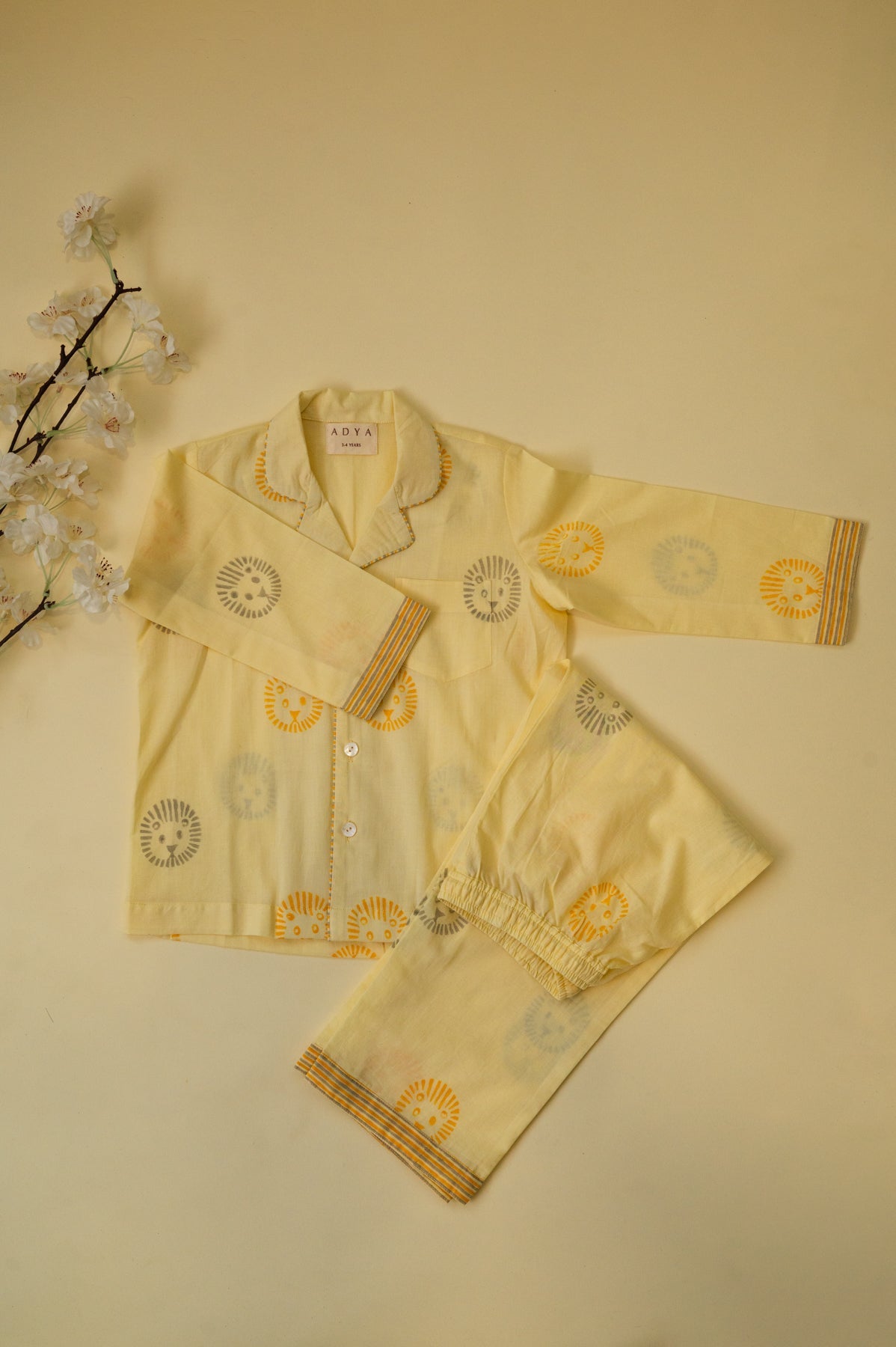 Cream Lion Kids Night Suit