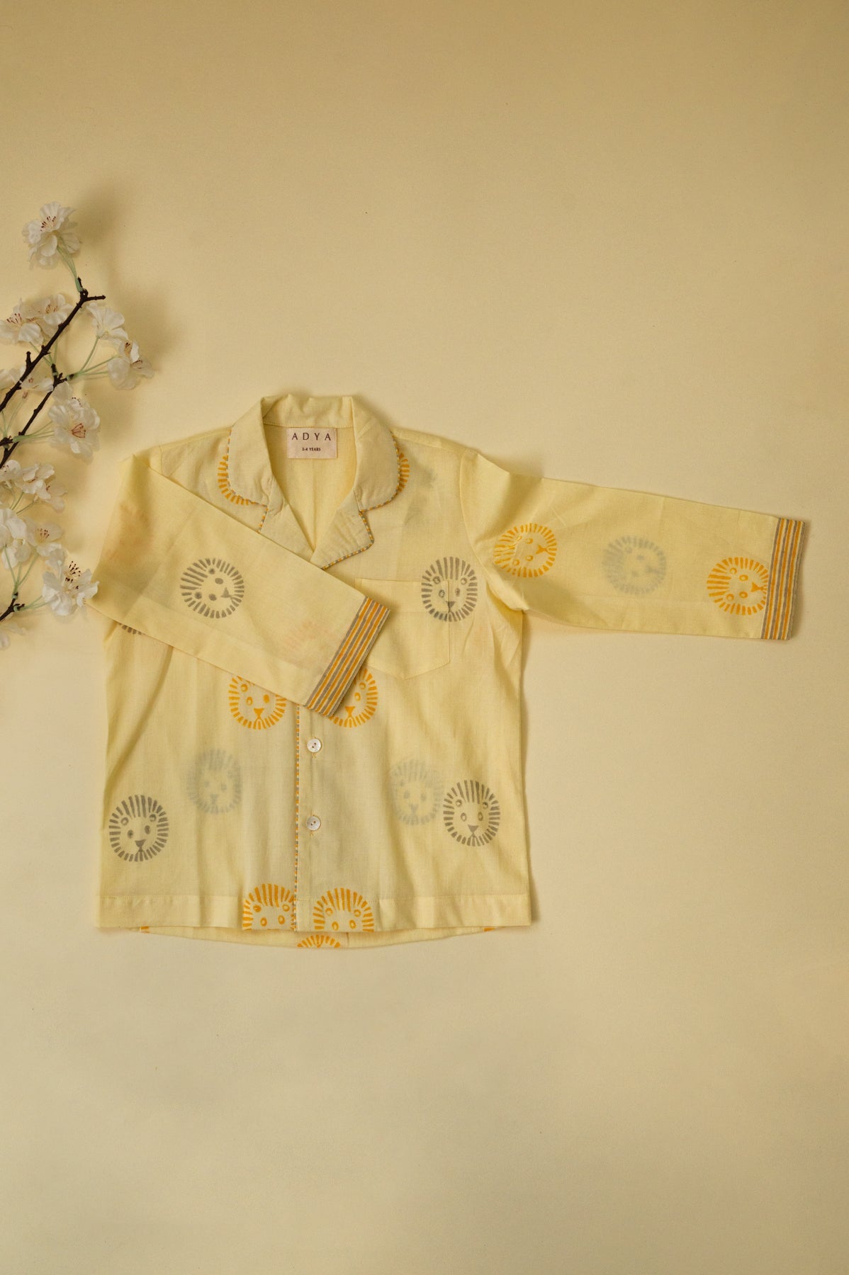 Cream Lion Kids Night Suit