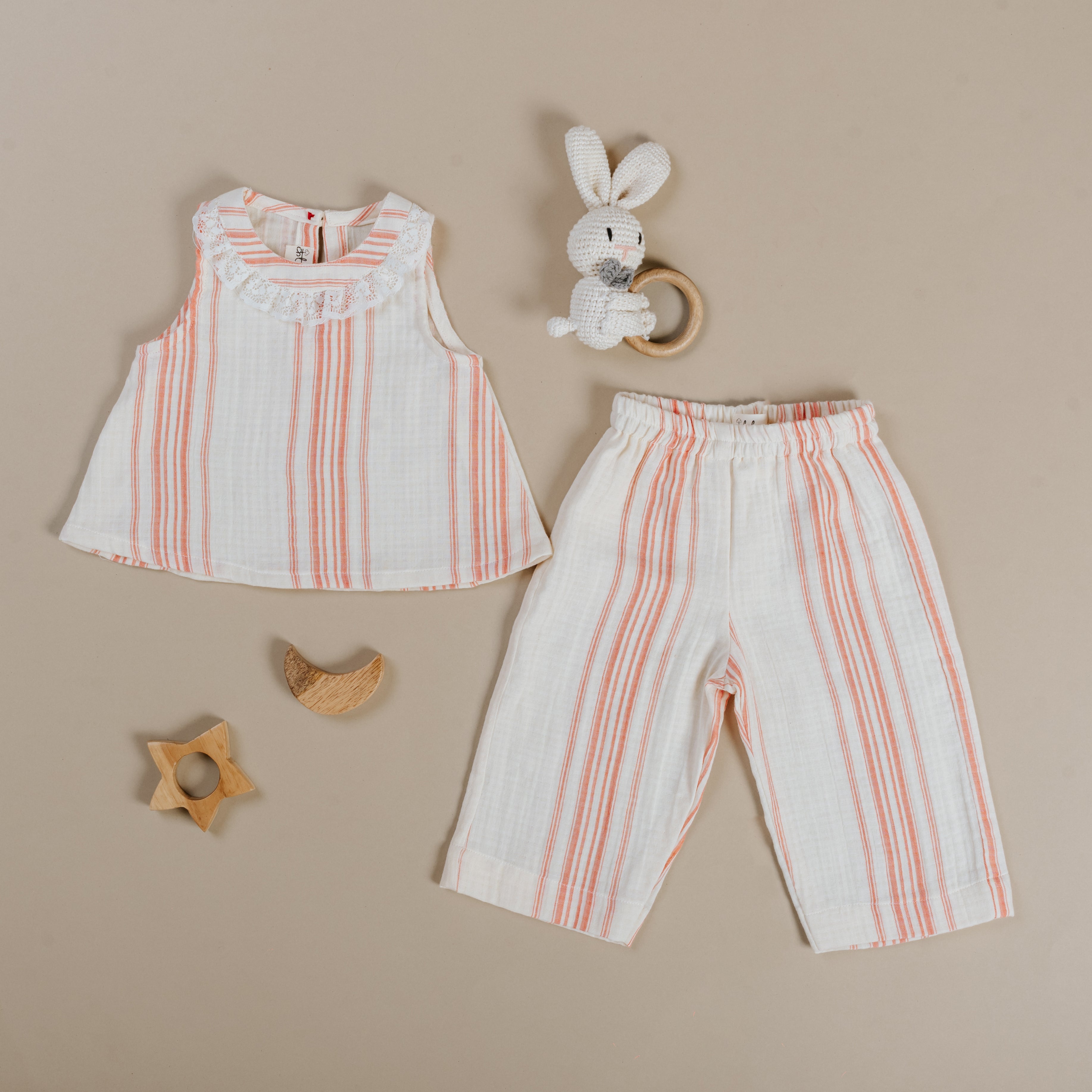 Off White Sea Shell Stripes Co Ord Set