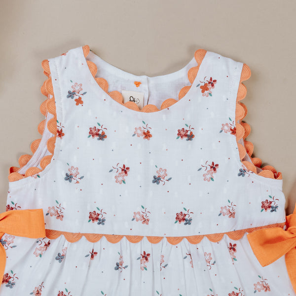 Peach Sleeveless Cotton Blossom Dress