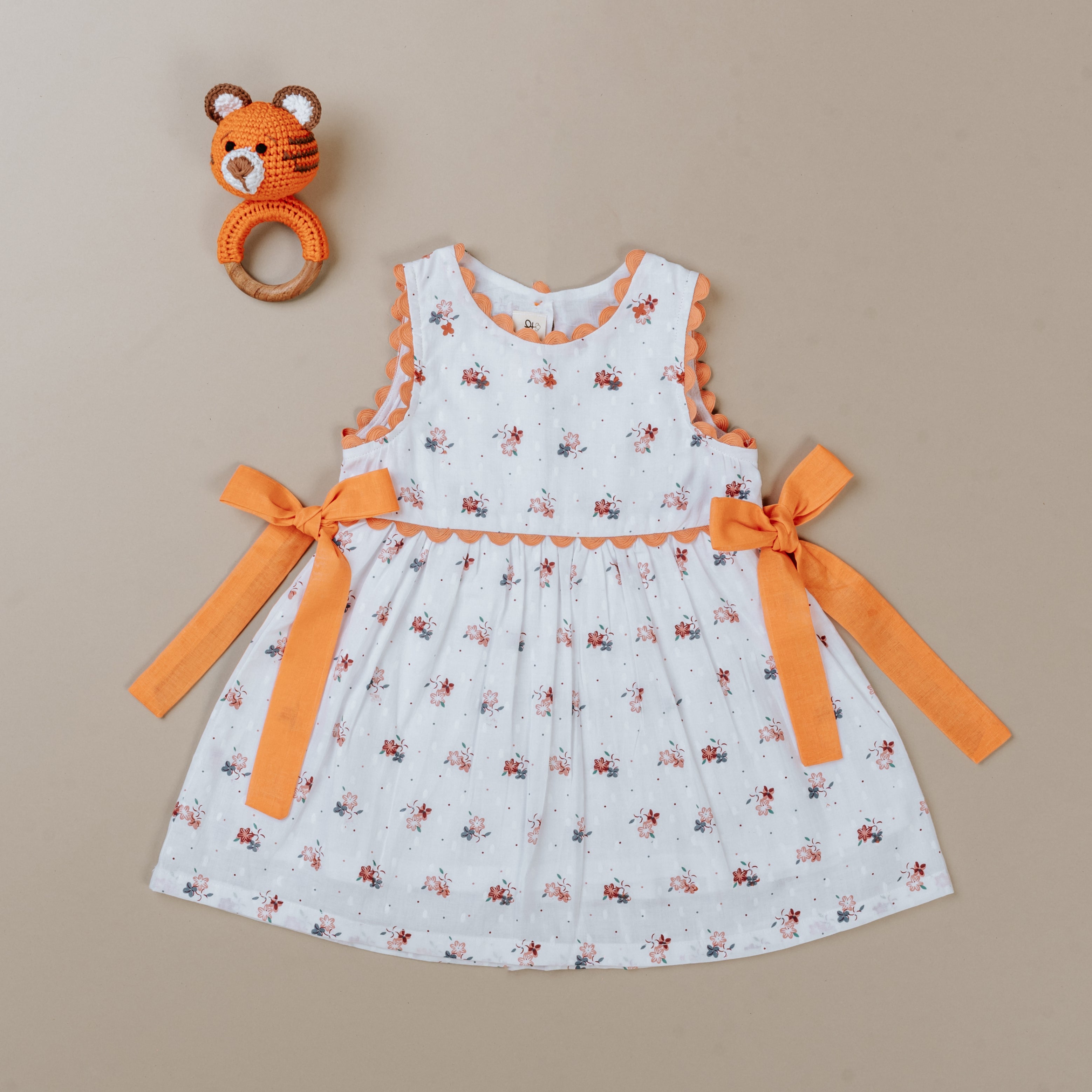 Peach Sleeveless Cotton Blossom Dress