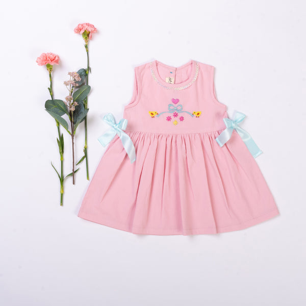 Pink Duck Bow Embroidered Emma Dress