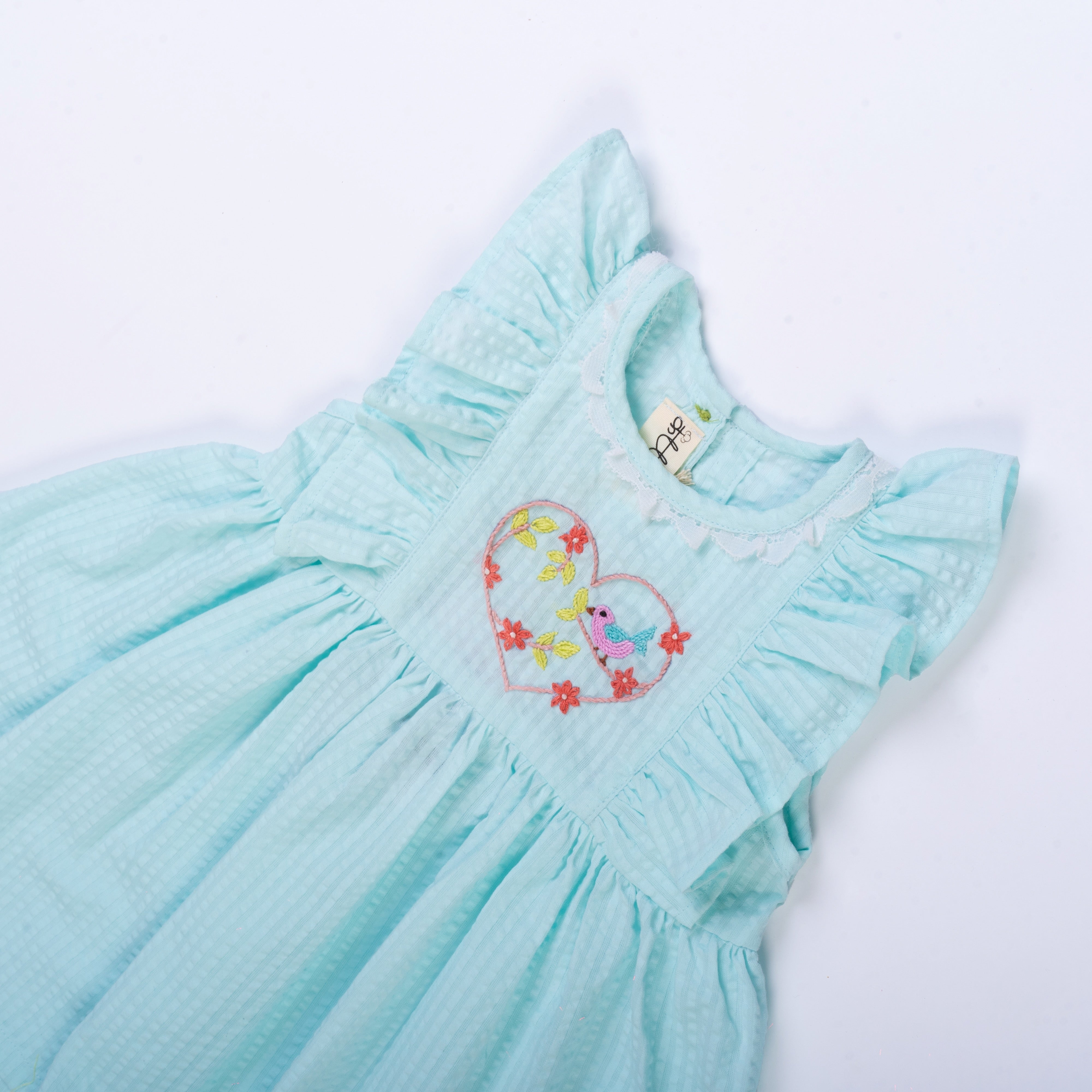 Powder Blue Heart Embroidered Dress