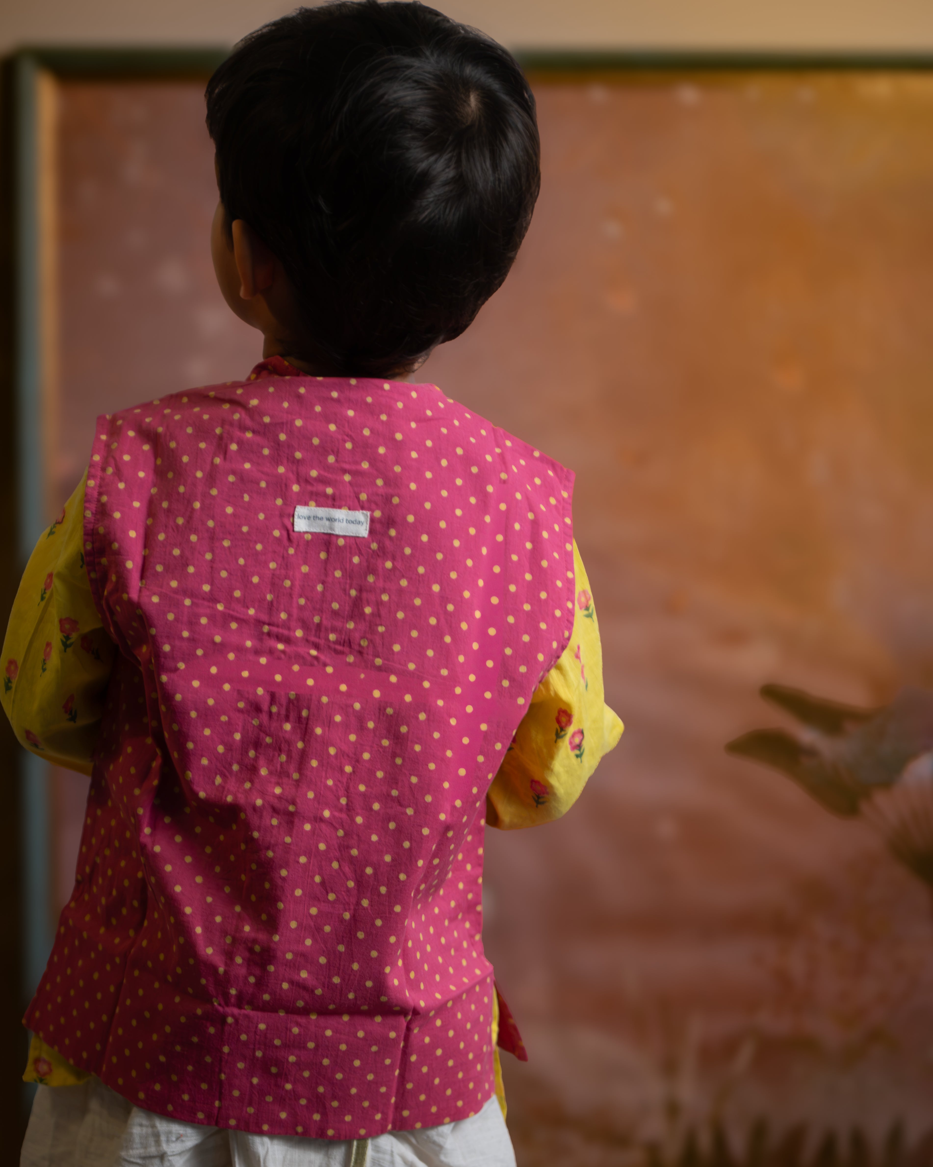 Kumkum Magenta Polka Cotton Bandi Jacket
