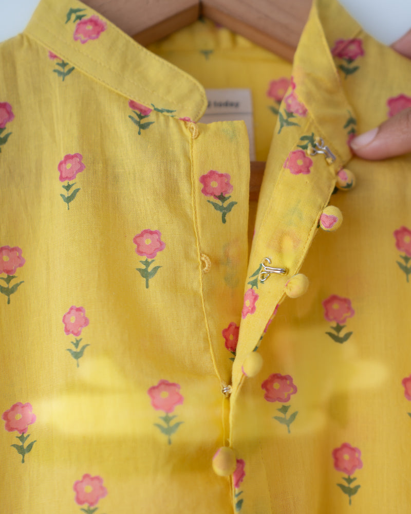 Meera Yellow Flower Booti Cotton Kurta