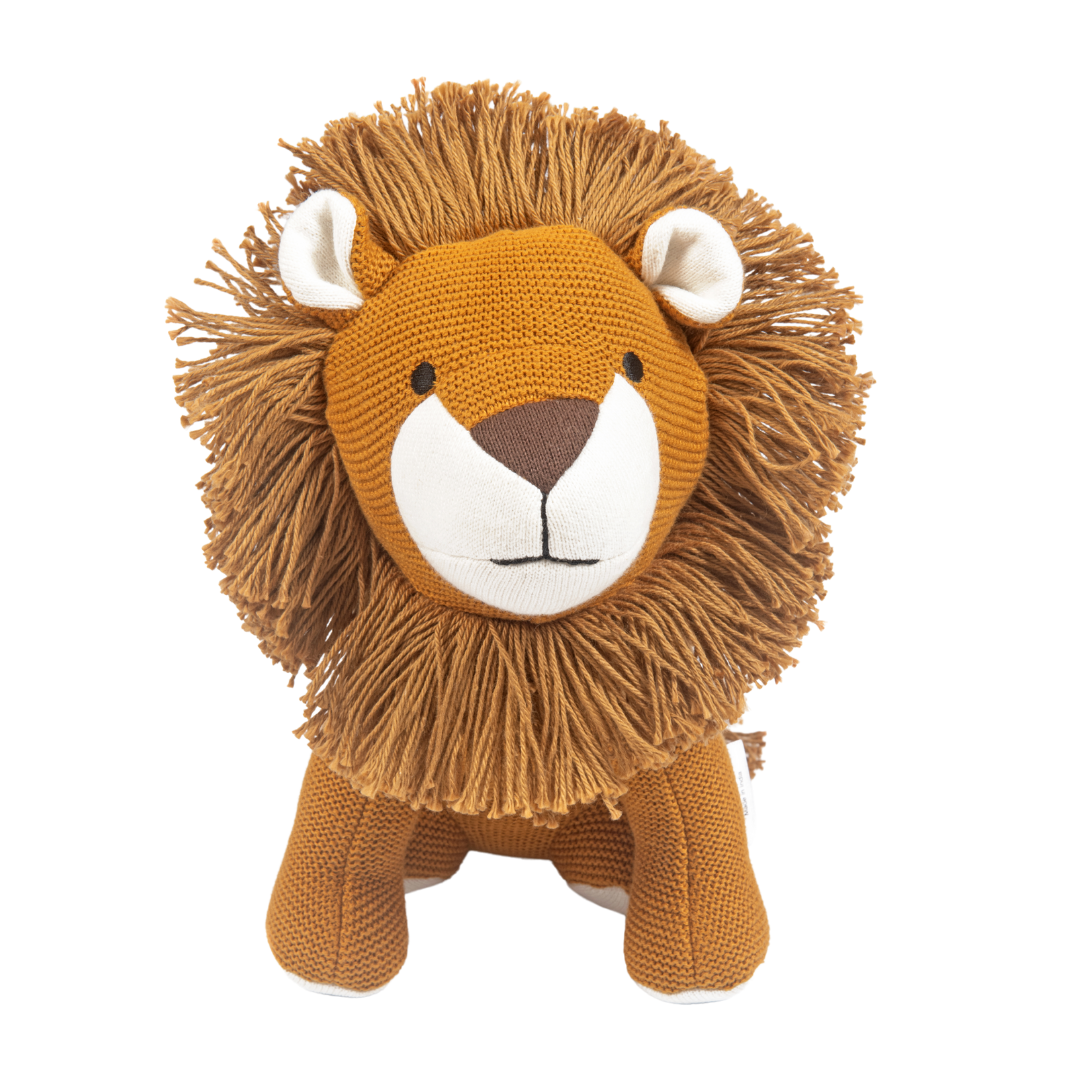 Leo the Lion - Knitted Cotton Animal Plush Toy for Kids