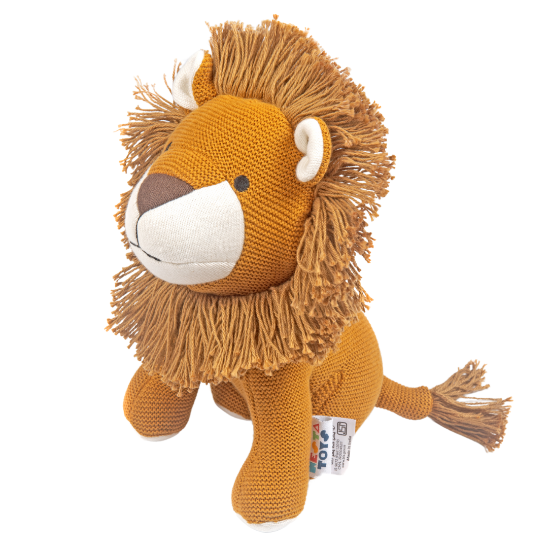 Leo the Lion - Knitted Cotton Animal Plush Toy for Kids