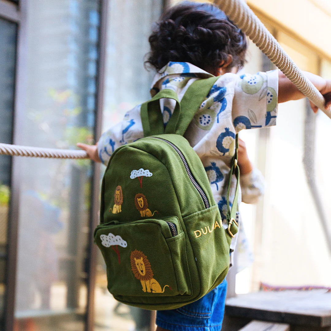 Organic Canvas Backpack | Dino - Sky Blue - Totdot